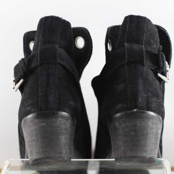 l'intervalle, Beautiful, Black, Suede Booties w/silver grommets - Made in Spain - Picture 11 of 16